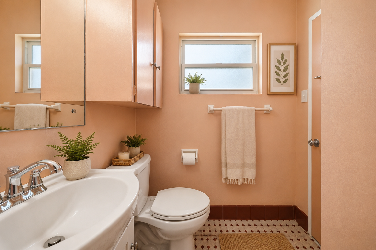 Vintage bathroom with peach walls at 2002 NE 7th St