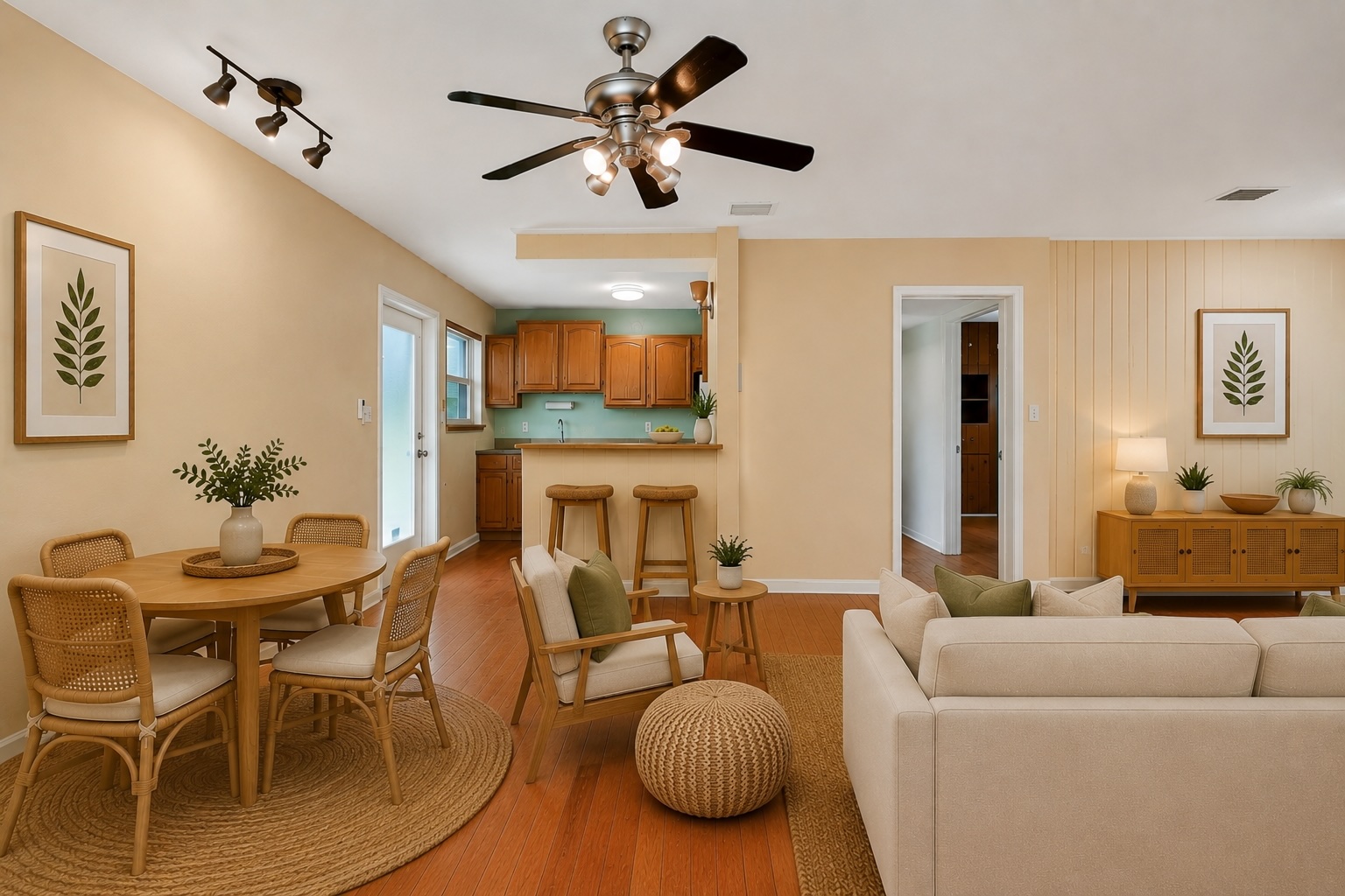 Living and dining area with kitchen pass-through at 2002 NE 7th St